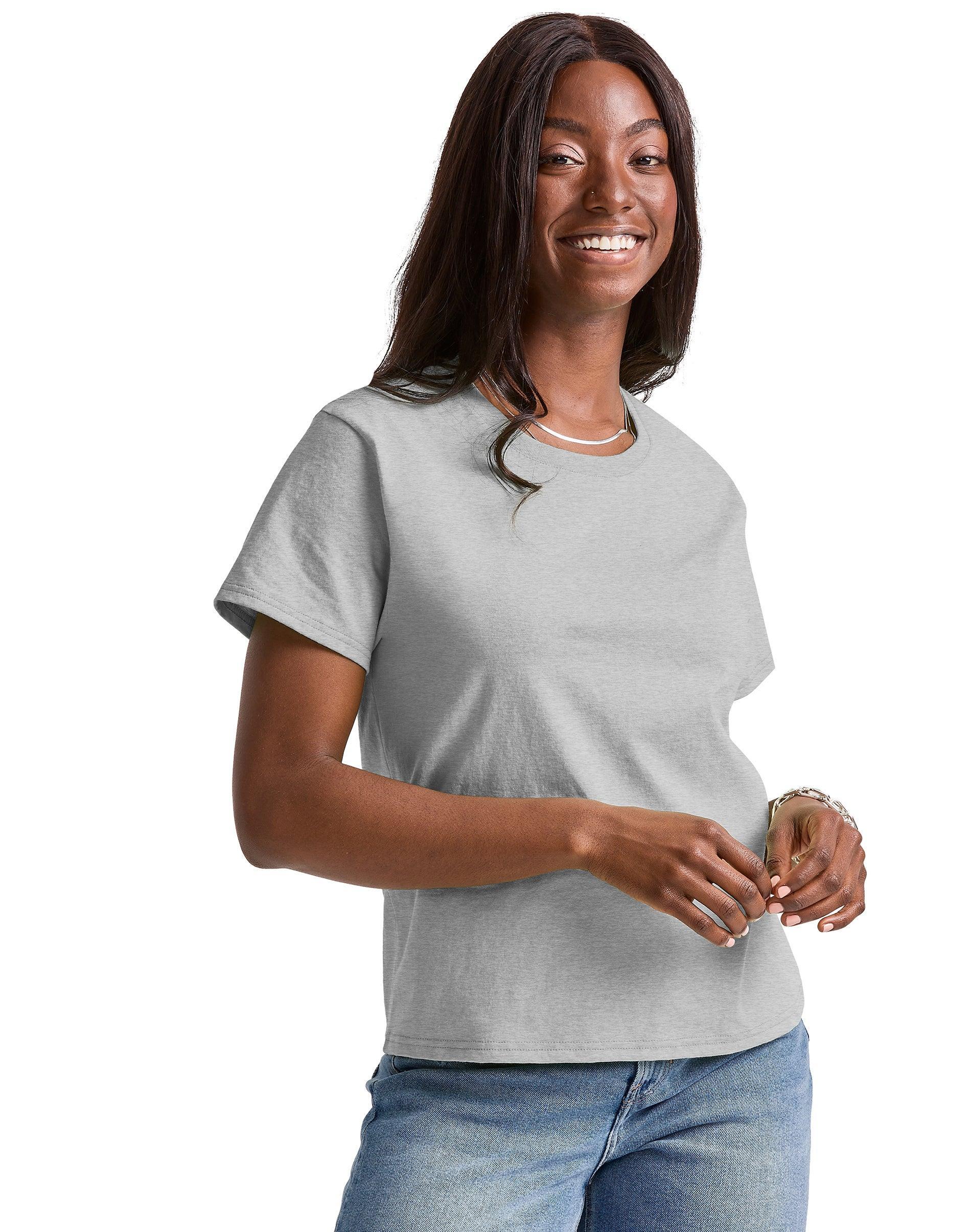 Hanes Essentials Womens Cotton T-Shirt, Classic Fit Natural XS Product Image