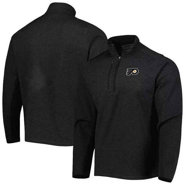 Mens Antigua Heathered Black Philadelphia Flyers Course Quarter-Zip Jacket Product Image