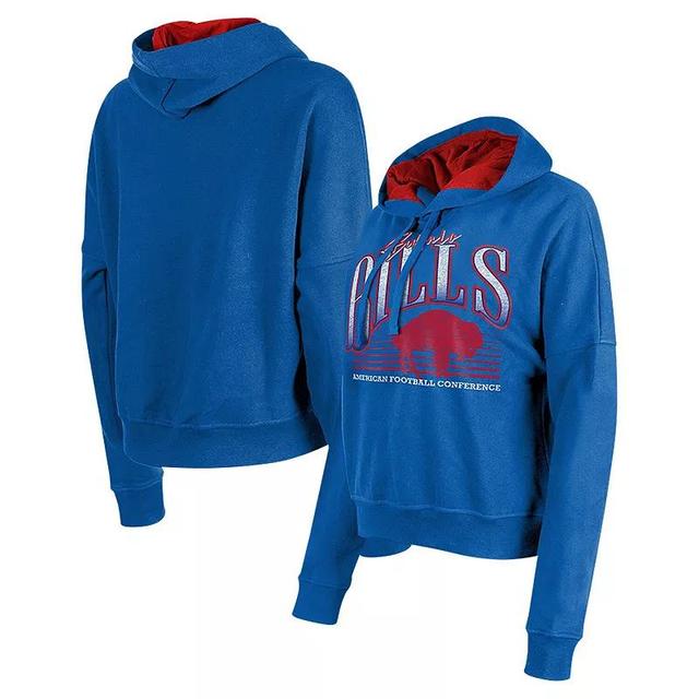 Womens New Era Royal Buffalo Bills Throwback Boxy Pullover Hoodie Product Image