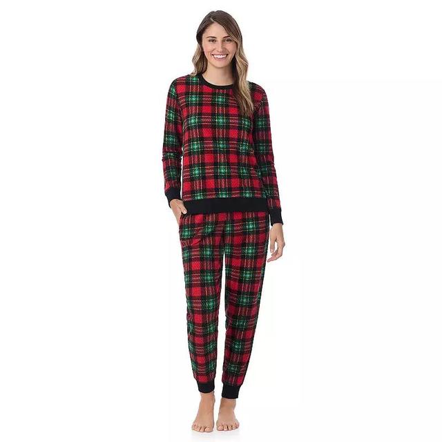 Womens Cuddl Duds Honeycomb Fleece Pajama Top & Pajama Joggers Set Product Image