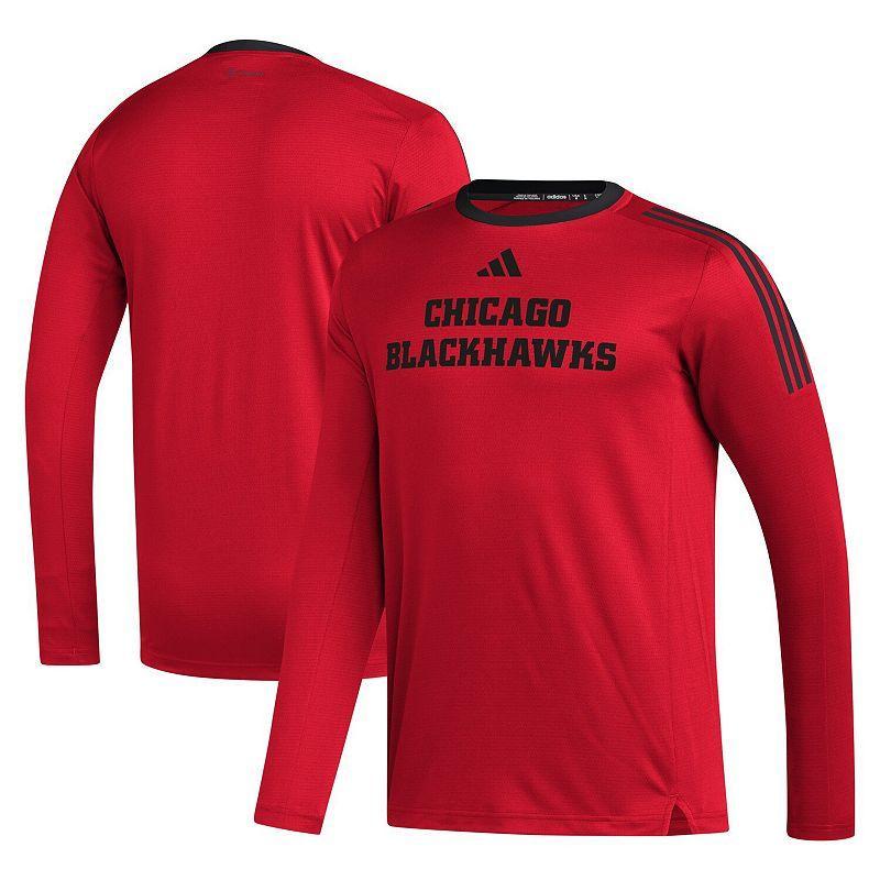 Mens adidas Red Chicago Blackhawks Aeroready Long Sleeve T-shirt Product Image