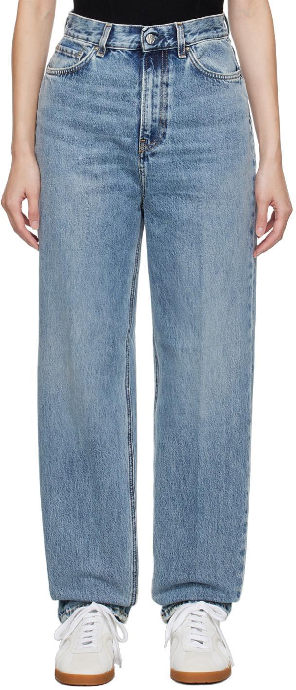 Blue Tapered Jeans In 485 Worn Blue Product Image