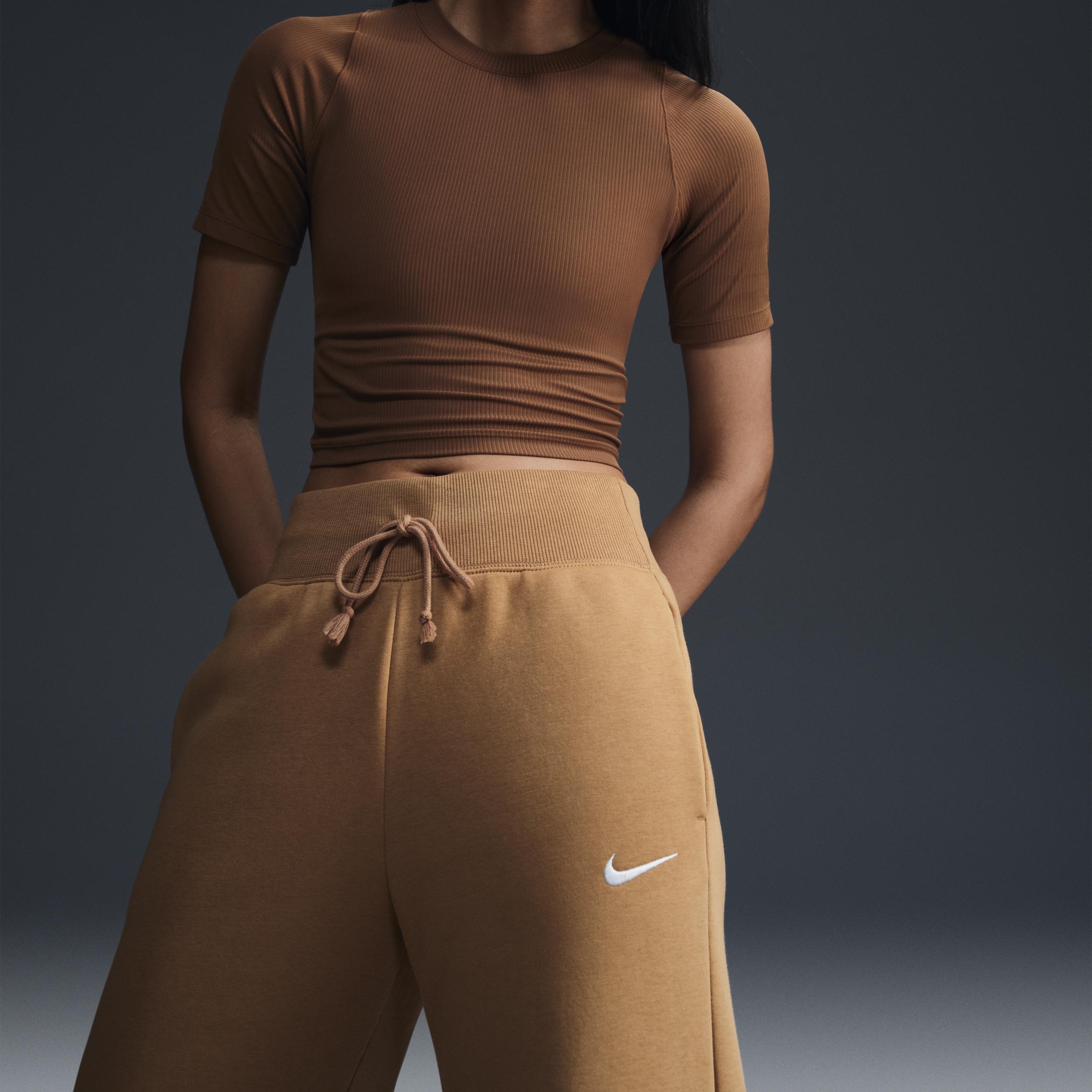 Nike Womens Phoenix High Rise Wide Pants - Flax/Sail Product Image