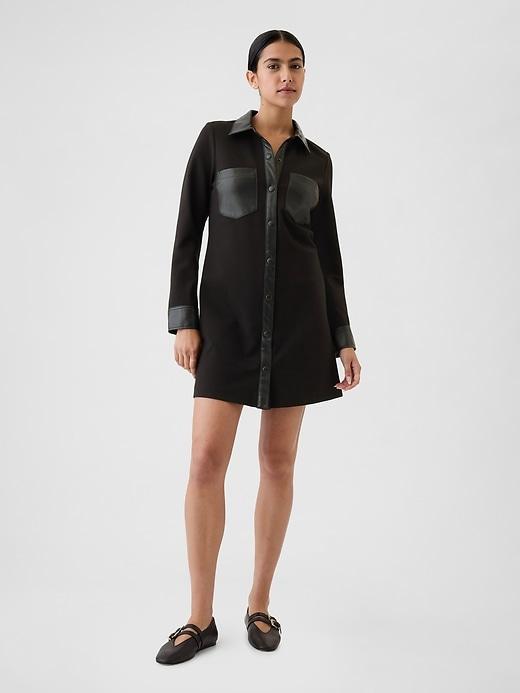 Vegan Leather Shift Mini Dress Product Image