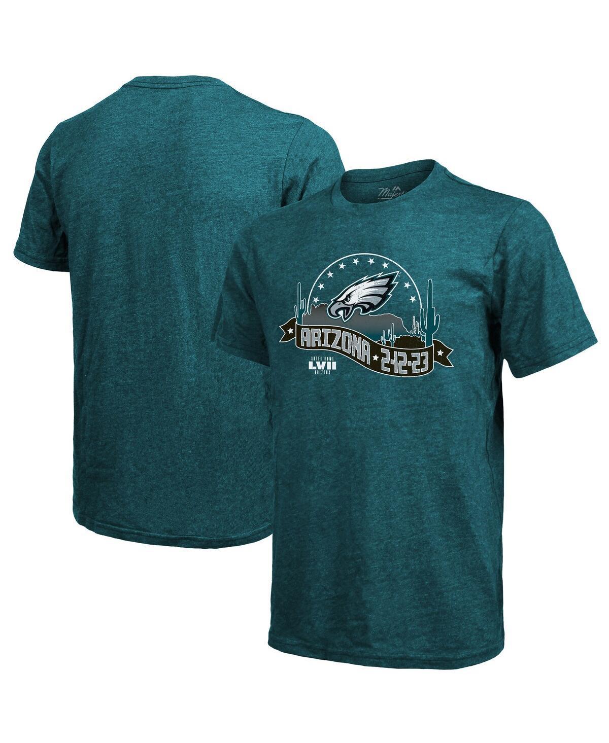 Mens Majestic Threads Midnight Green Philadelphia Eagles Super Bowl Lvii Tri-Blend Desert T-shirt Product Image