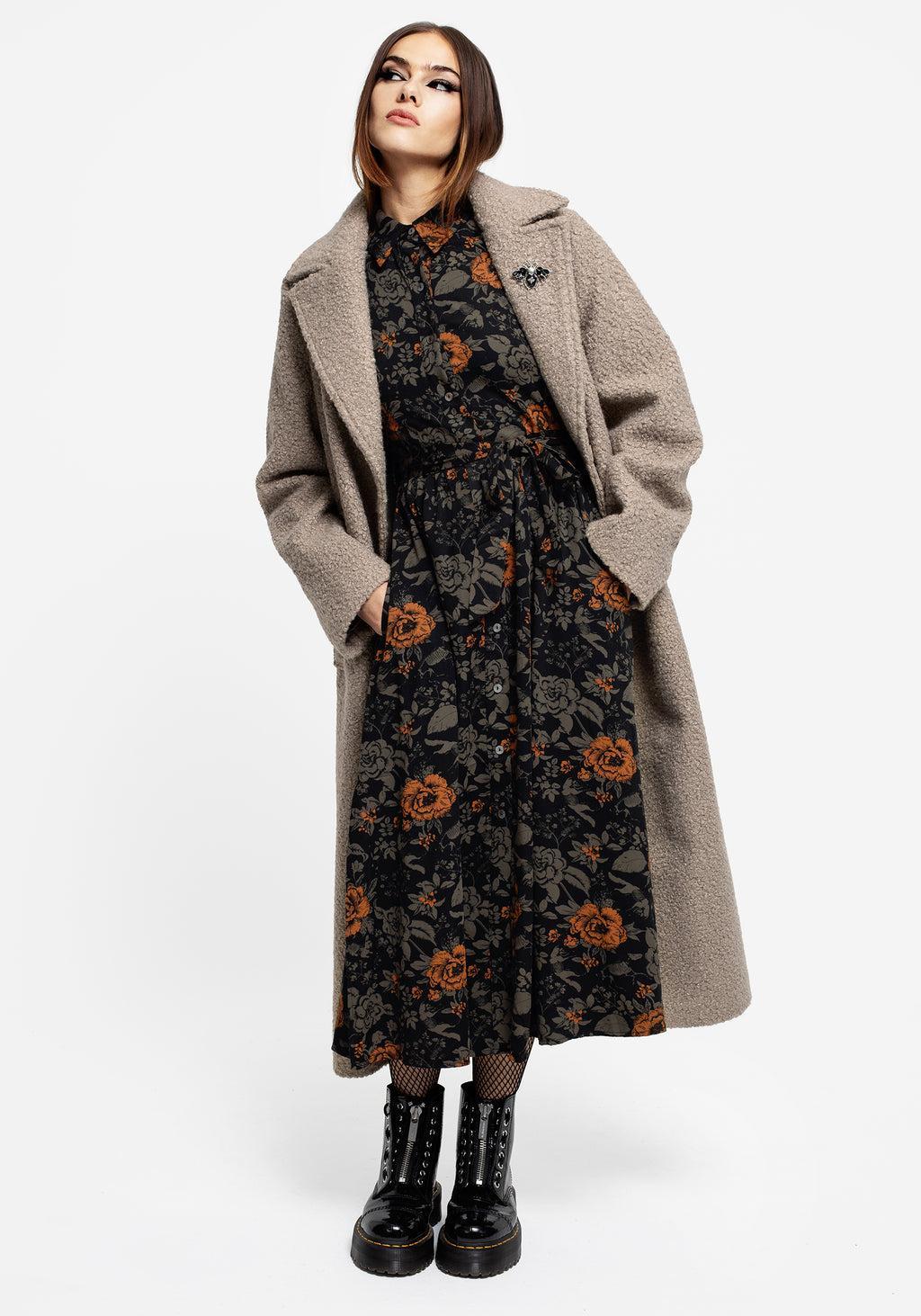 Mortify Floral Print Midi Shirt Dress Product Image