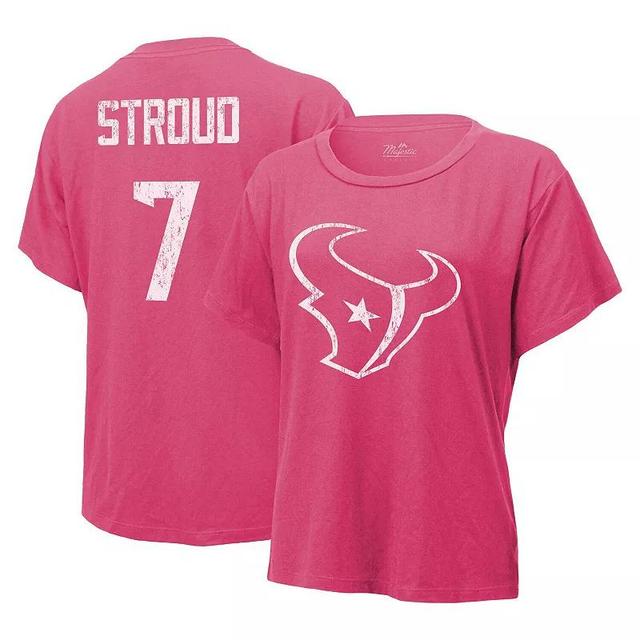 Womens Majestic Threads C.j. Stroud Pink Distressed Houston Texans Name and Number T-shirt Product Image