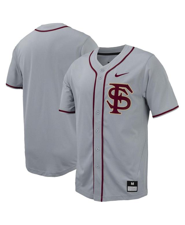 Nike Mens Florida State Seminoles Replica Full-Button Baseball Jersey - Gray Product Image