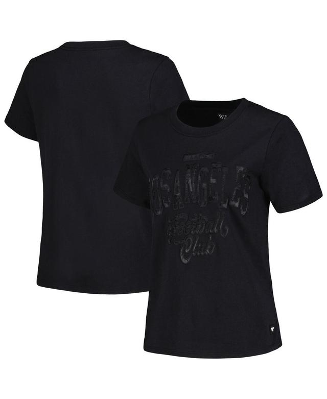 The Wild Collective Womens Black Lafc Satin Applique T-Shirt Product Image