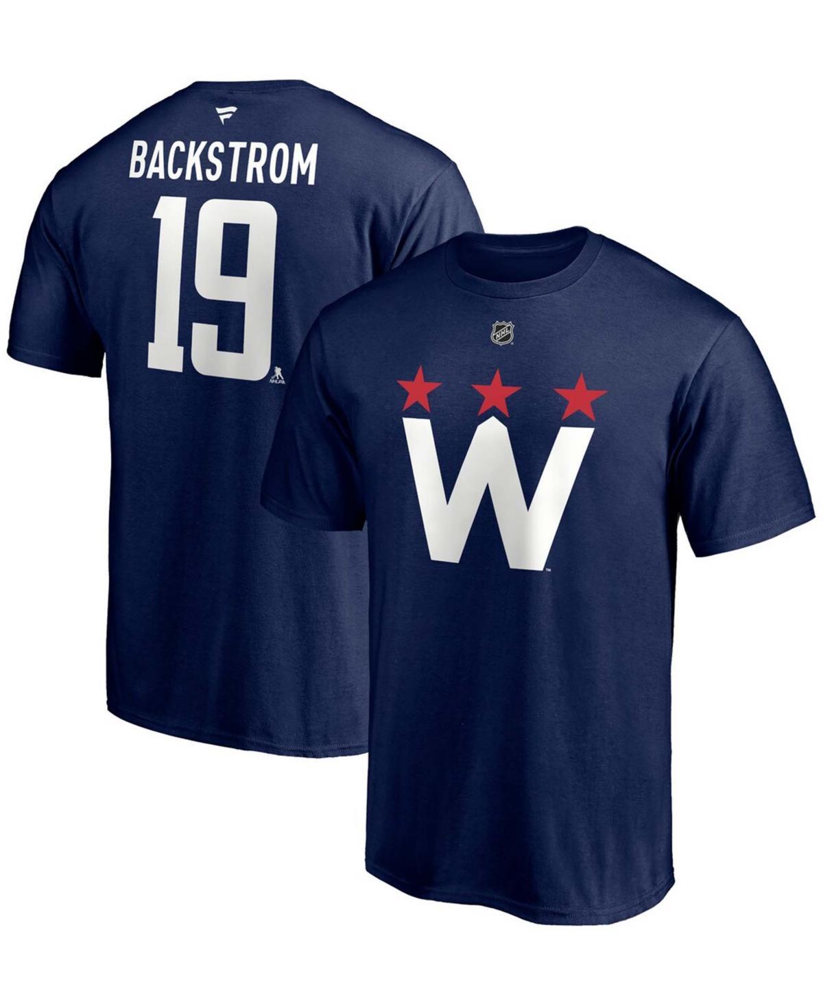 Mens Nicklas Backstrom Navy Washington Capitals 2020/21 Alternate Authentic Stack Name and Number T-shirt Product Image