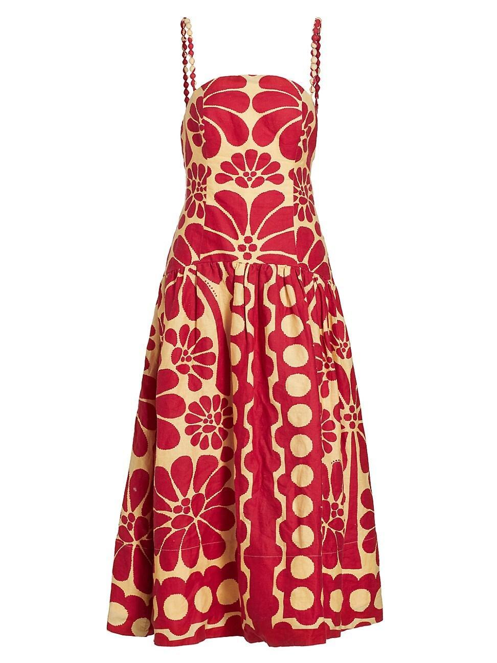 Womens Palermo Printed Linen Midi-Dress Product Image