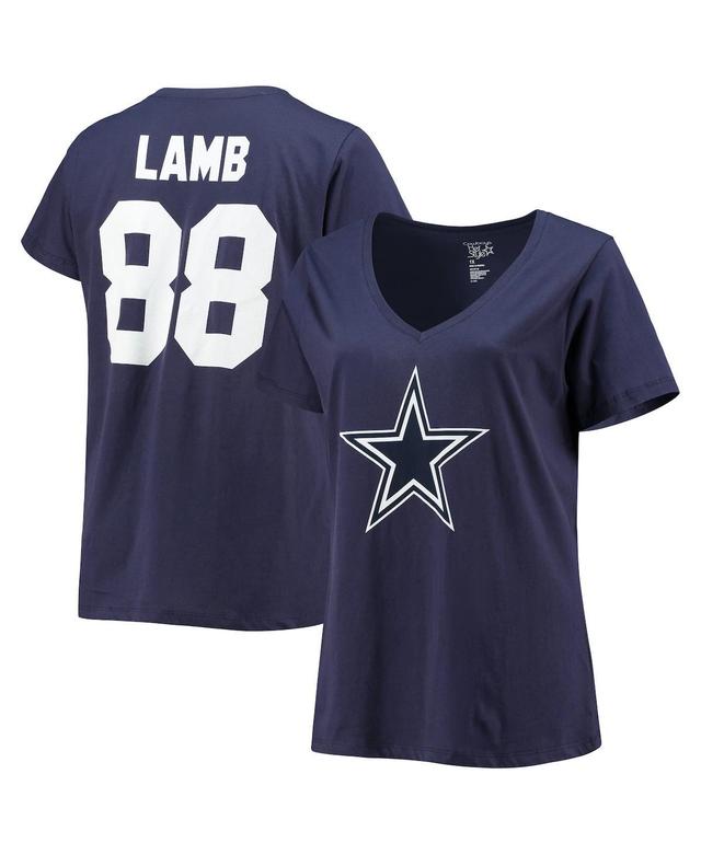 Womens Fanatics Branded CeeDee Lamb Dallas Cowboys Plus Size Name & Number V-Neck T-Shirt Blue Product Image