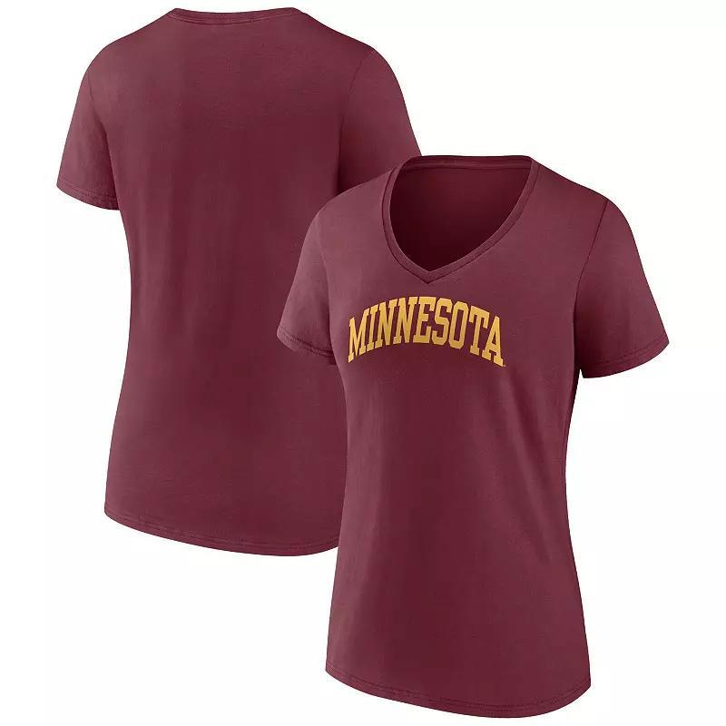 Womens Fanatics Branded Maroon Minnesota Golden Gophers Basic Arch V-Neck T-Shirt Product Image