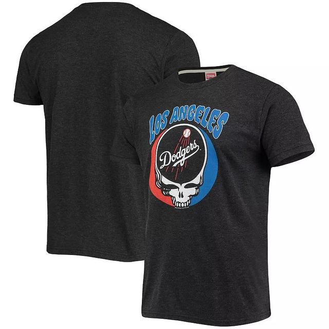 Mens Homage Charcoal Los Angeles Dodgers Grateful Dead Tri-Blend T-Shirt Product Image