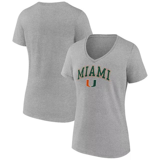 Womens Fanatics Branded Heather Gray Miami Hurricanes Evergreen Campus V-Neck T-Shirt Product Image