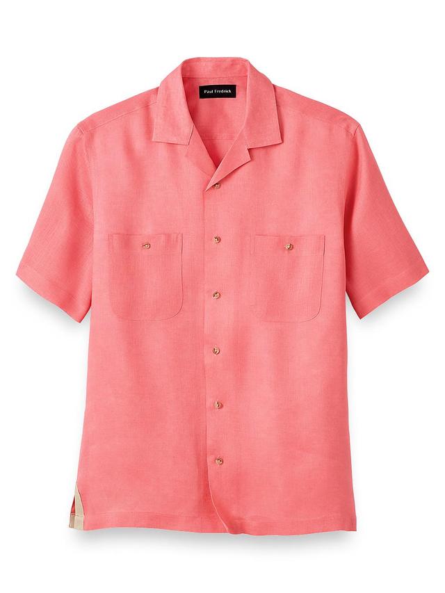 Linen Solid Casual Shirt - Coral Product Image