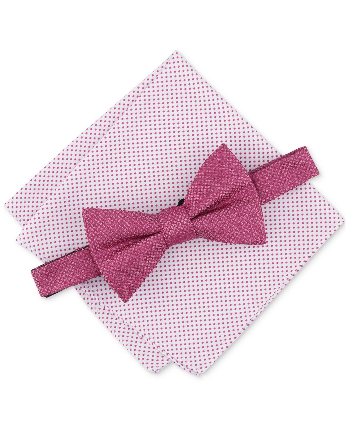 Alfani Mens Minetta Solid Bow Tie & Textured Pocket Square Set, Created for Macys Product Image