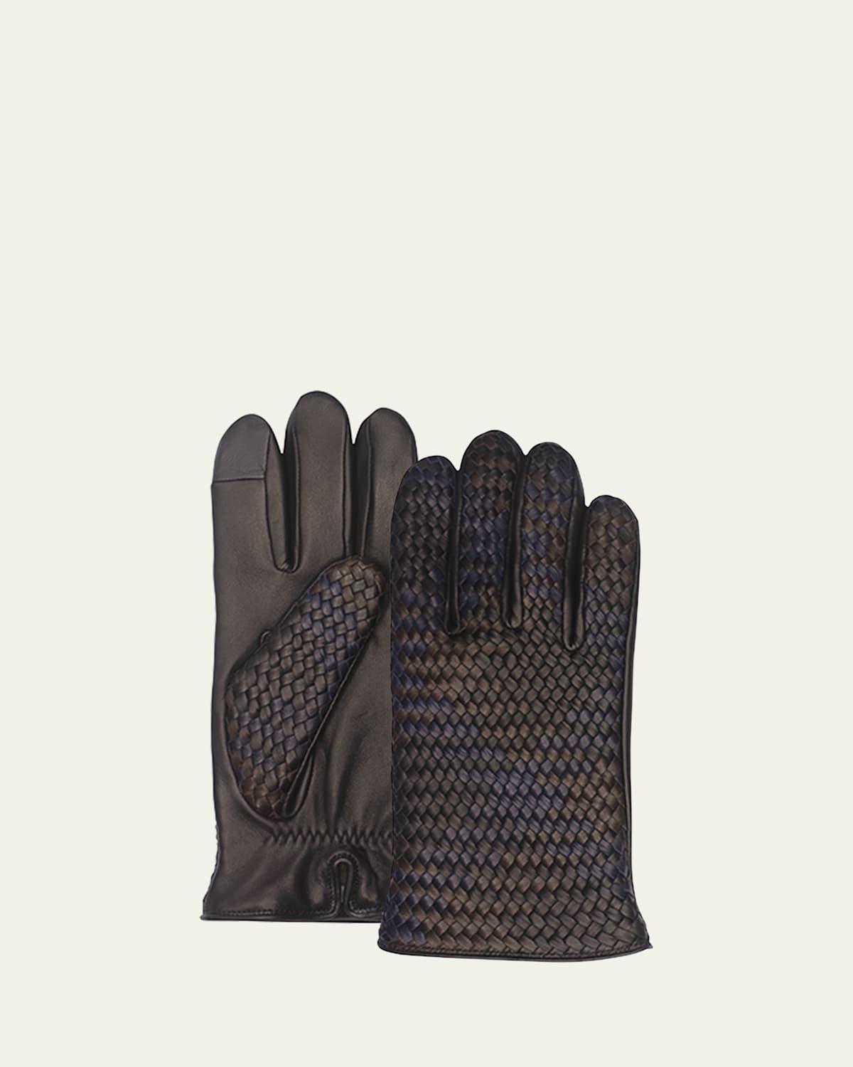 Mens Woven Leather Gloves Product Image