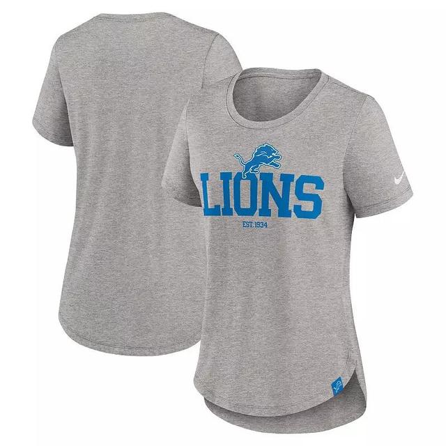 Womens Nike Heather Charcoal Detroit Lions Fashion Tri-Blend T-Shirt Product Image