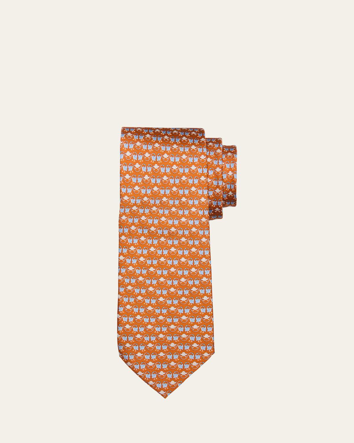 Mens Bird-Print Silk Tie Product Image