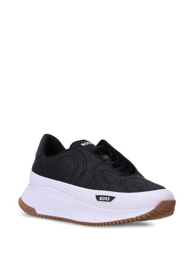 HUGO BOSS Ttnm Evo Runn Logo-embroidered Sneakers In Black Product Image