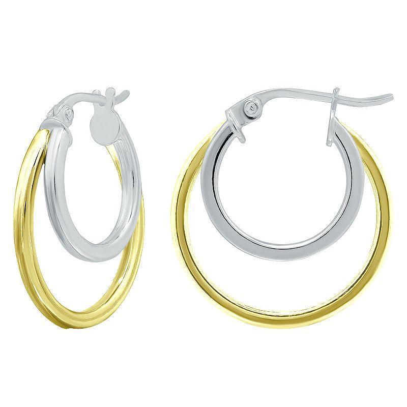 Aleure Precioso Sterling Silver Double Round Hoop Earrings, Womens Product Image