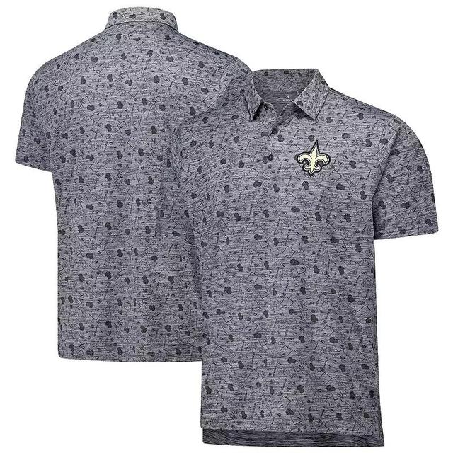 Mens Antigua Heather Black New Orleans Saints Relentless Polo Product Image