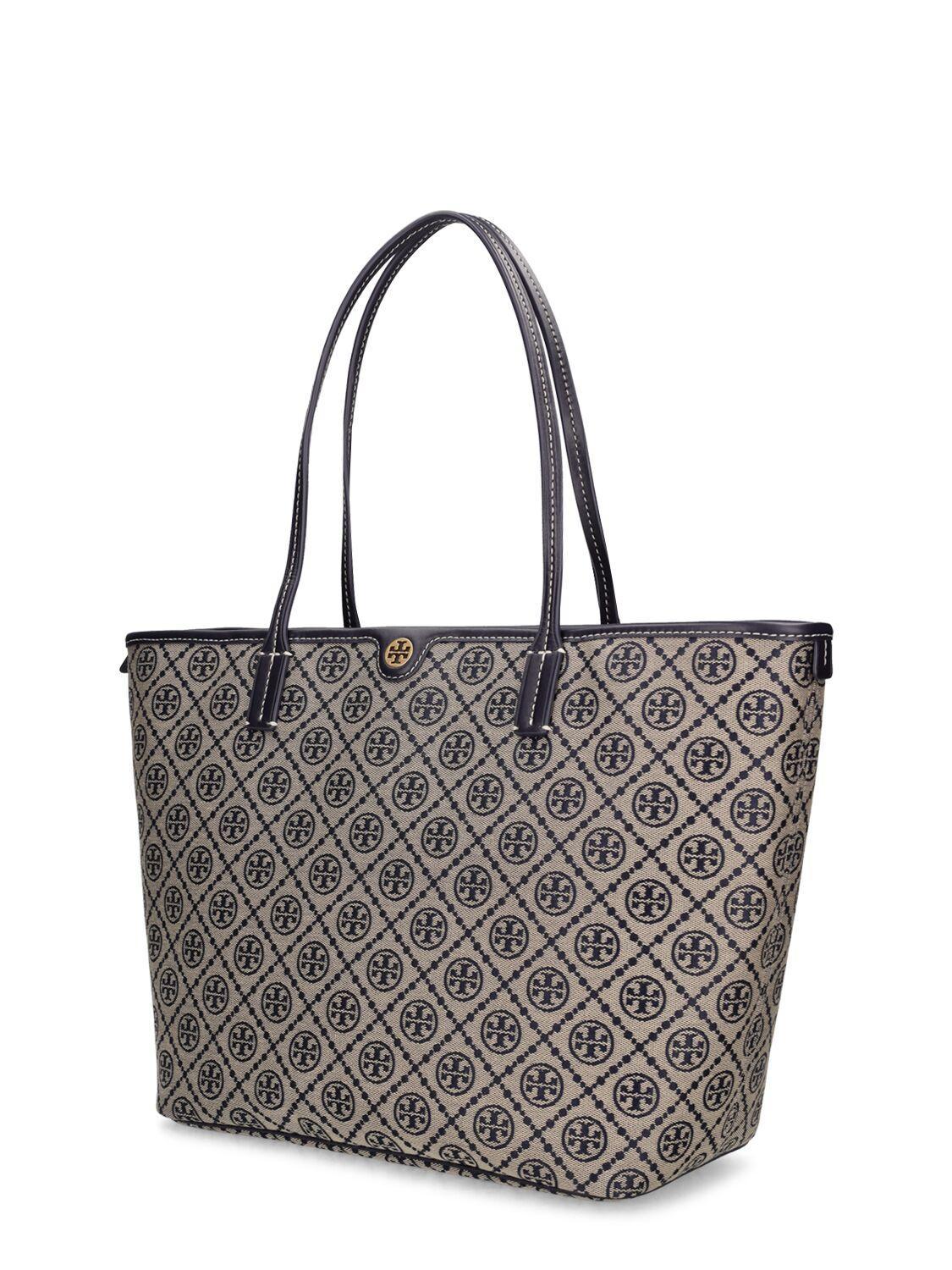 TORY BURCH T Monogram Canvas Tote Bag In Blue Product Image