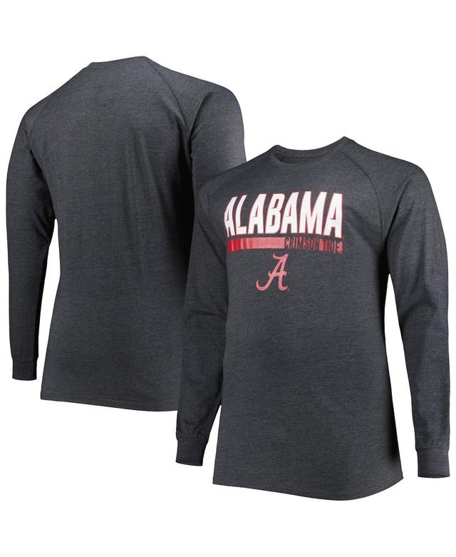 Mens Heather Gray Alabama Crimson Tide Big & Tall Two-Hit Long Sleeve T-Shirt Product Image