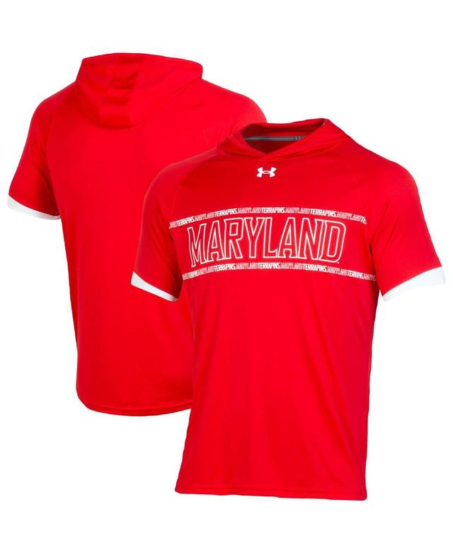 Mens Under Armour Red Maryland Terrapins On-Court Basketball Shooting Hoodie Raglan Performance T-shirt Product Image