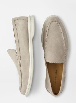 Peter Millar Mens Excursionist Nubuck Venetian Loafer | Color: Fog | Size: 9 Product Image