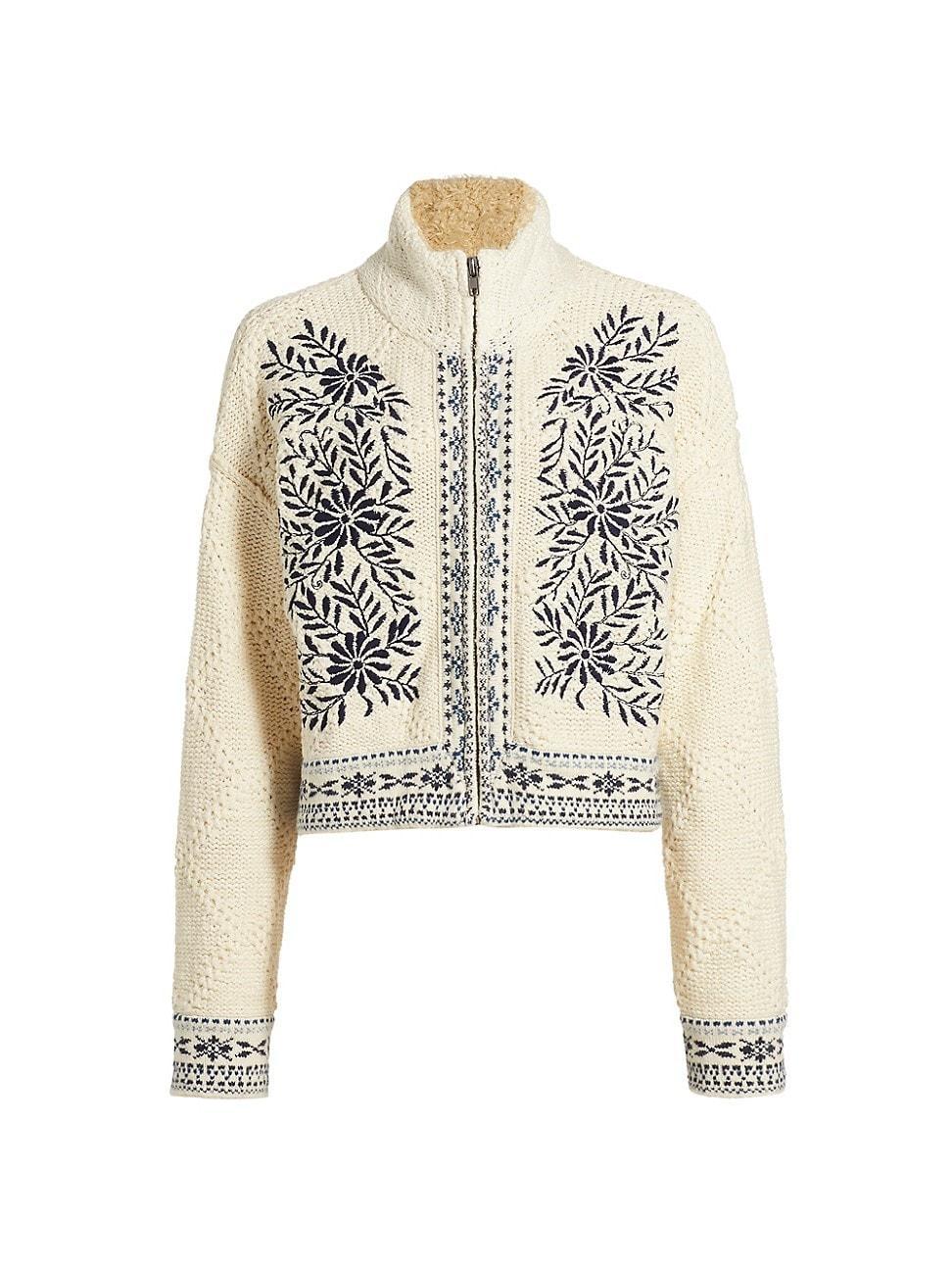 Womens True Embroidered Cotton-Blend Cardigan Product Image