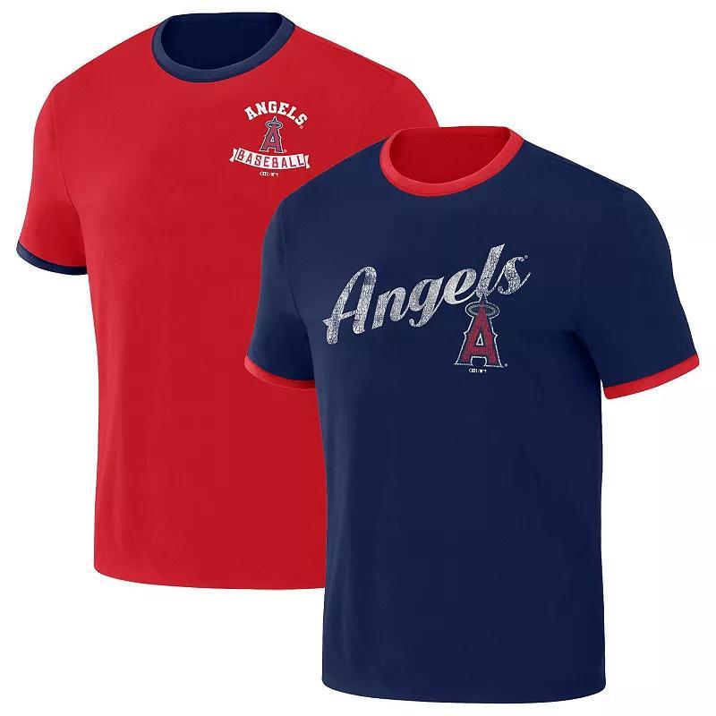 Mens Darius Rucker Collection by Fanatics /Navy Los Angeles Angels Two-Way Ringer Reversible T-Shirt Product Image