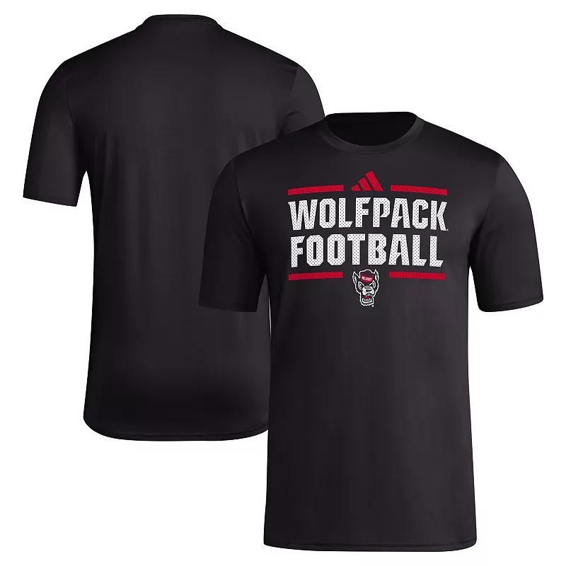 Mens adidas Black NC State Wolfpack Locker Football Pre-Game AEROREADY T-Shirt Product Image