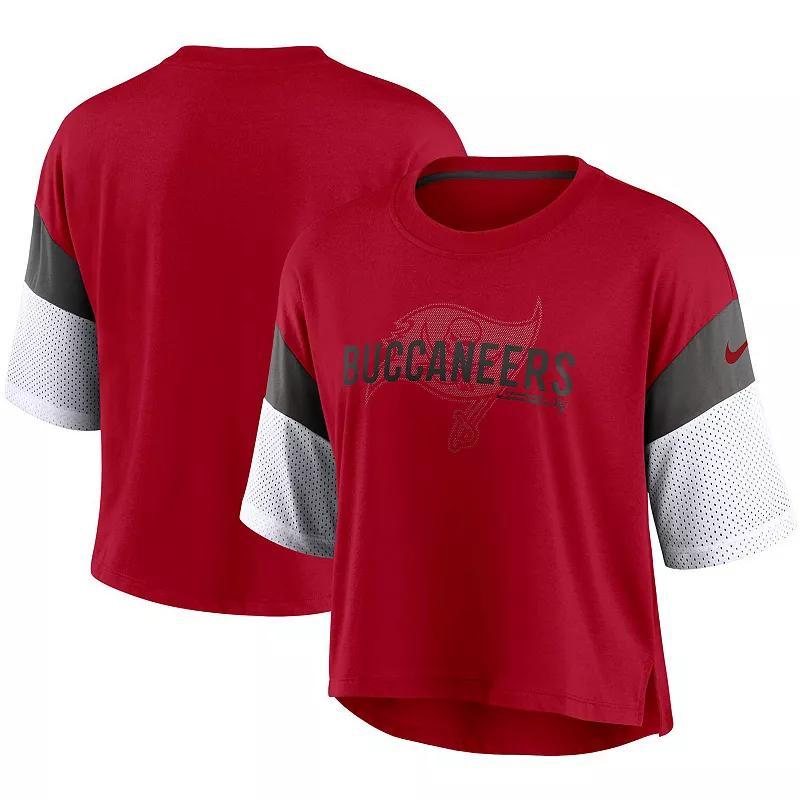 Womens Nike /White Tampa Bay Buccaneers Nickname Tri-Blend Performance Crop Top Product Image