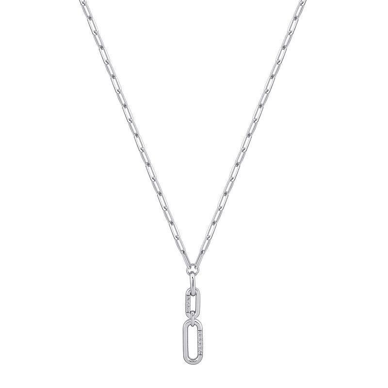 OLIVIA AND HARPER Sterling Silver Cubic Zirconia Embellished Link Y-Necklace, Womens Product Image