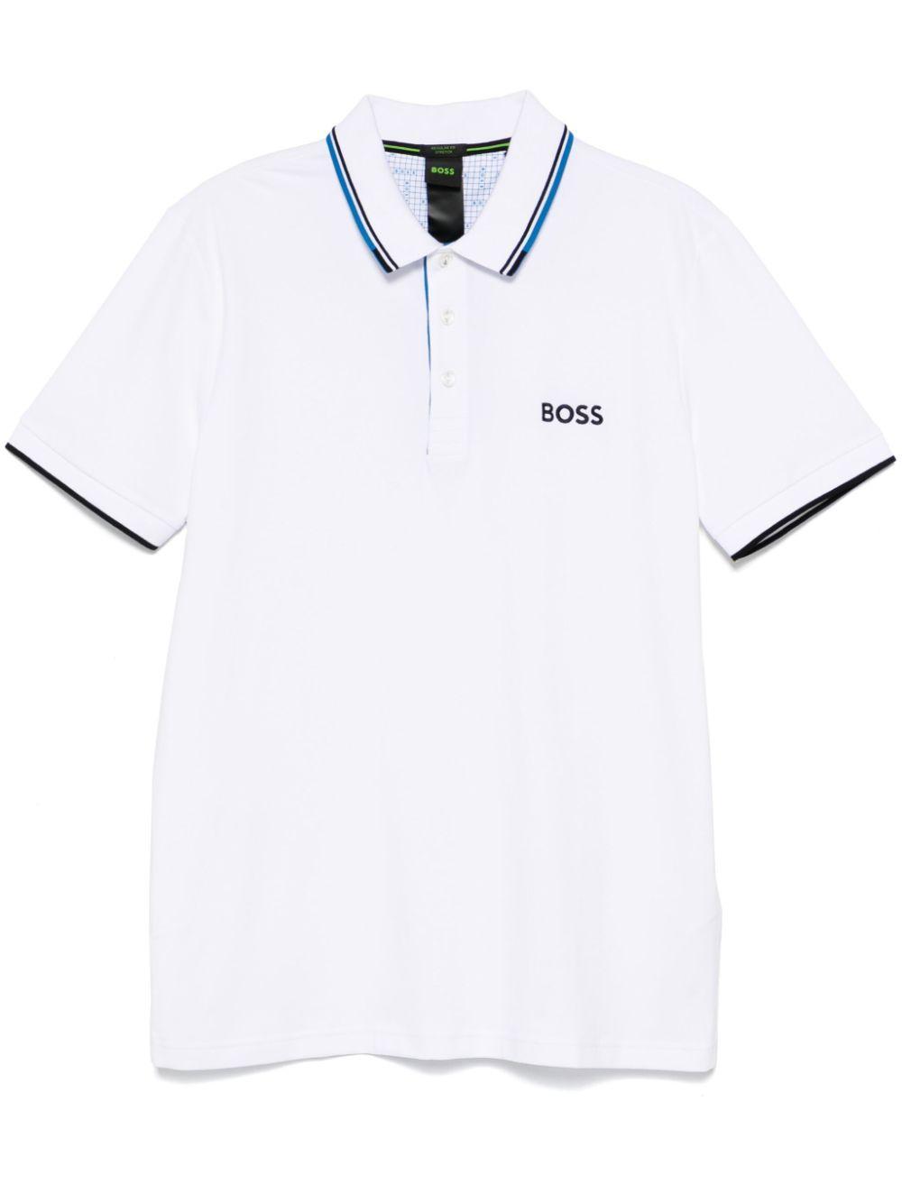 HUGO BOSS Contrast-logo Polo Shirt In White Product Image