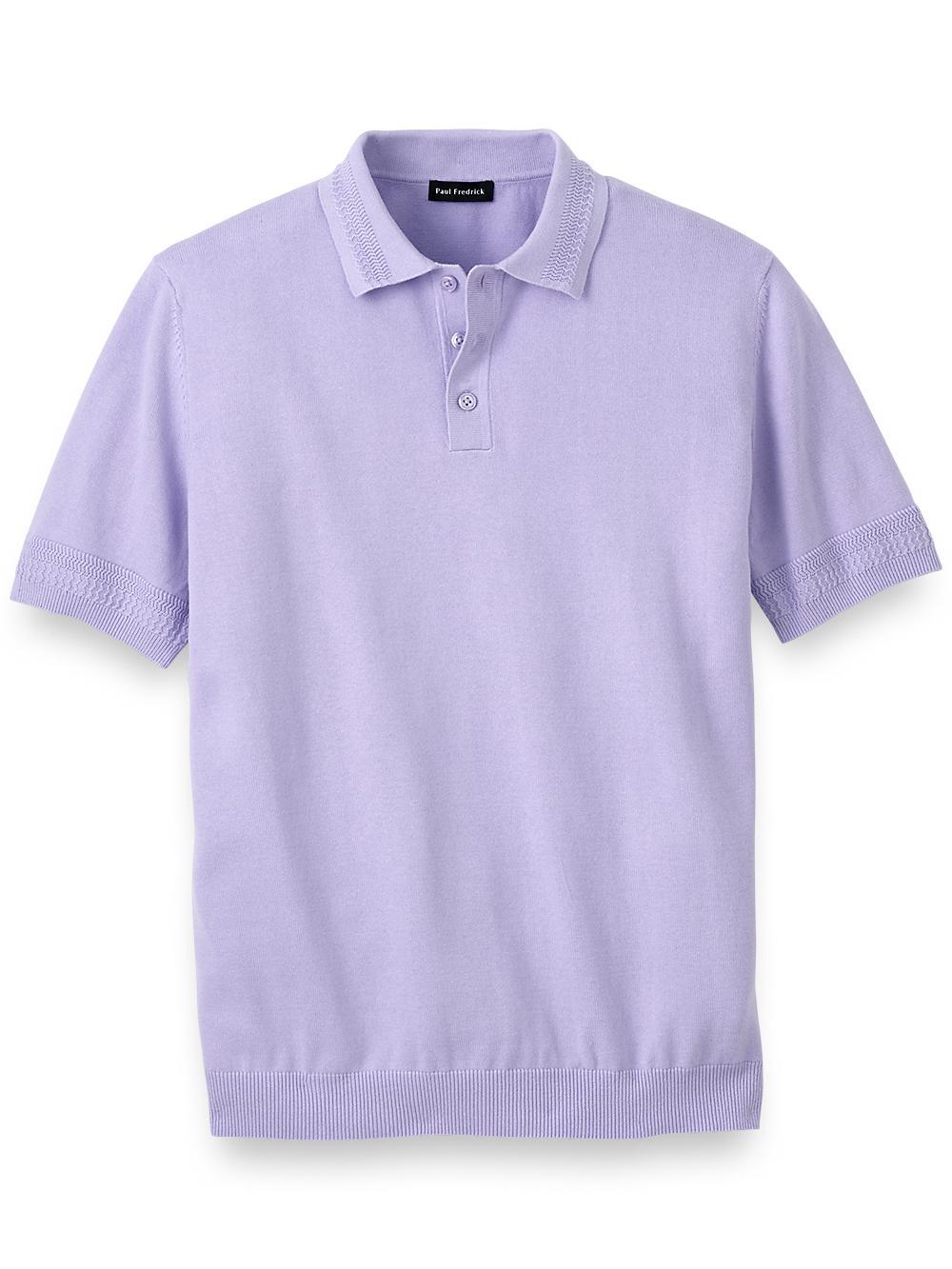 Cotton Three Button Polo - Ivory Product Image