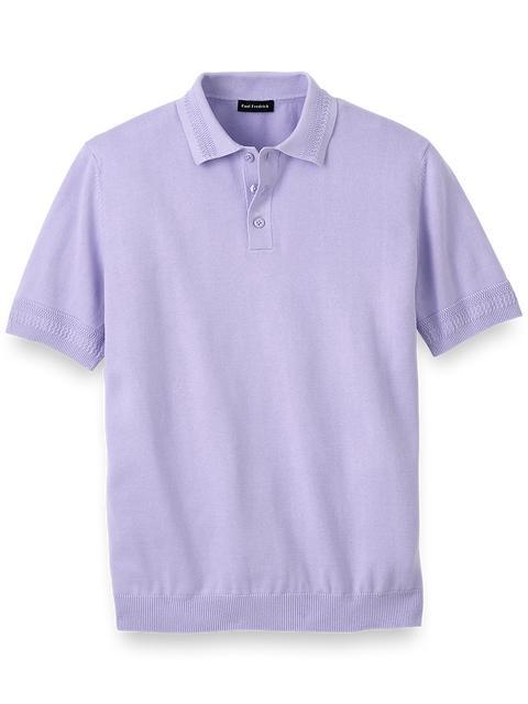 Cotton Three Button Polo - Lavender Product Image