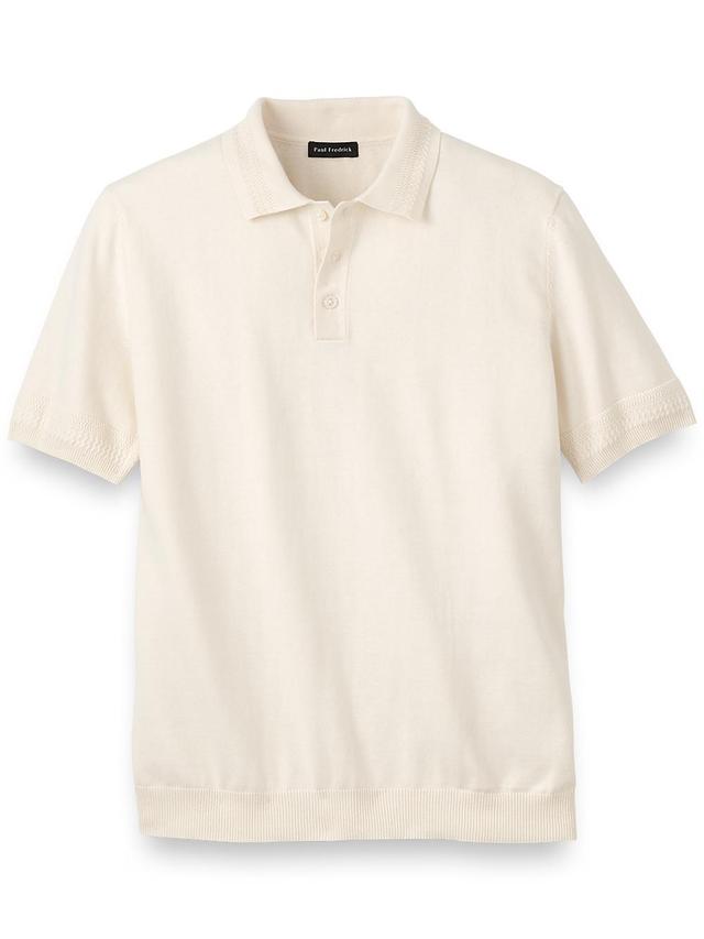 Cotton Three Button Polo - Ivory Product Image