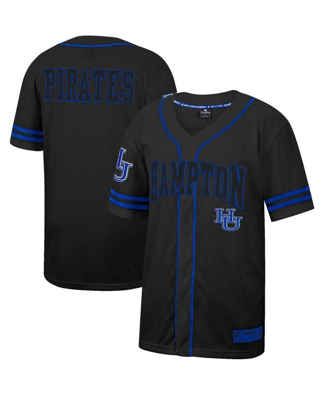 Mens Colosseum Black Hampton Pirates Free Spirited Mesh Button-Up Baseball Jersey - Black Product Image