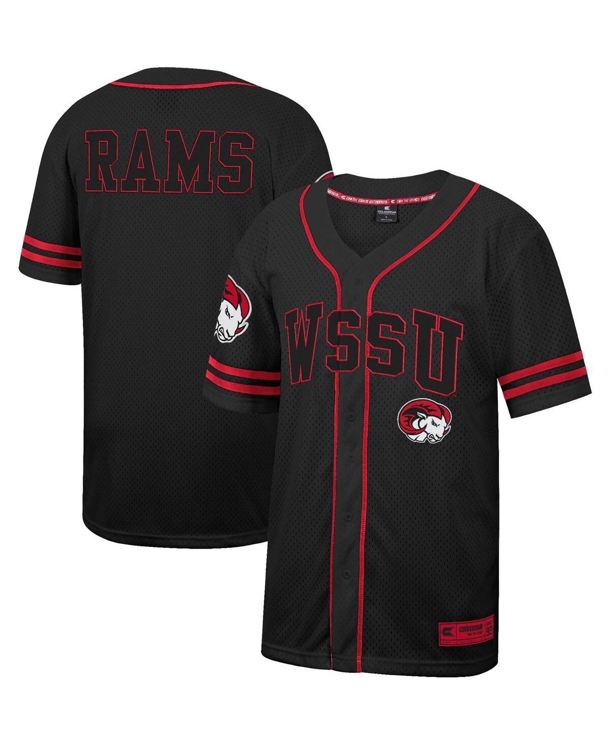 Mens Colosseum Black Winston-Salem State Rams Free Spirited Mesh Button-Up Baseball Jersey - Black Product Image