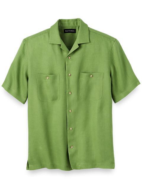 Linen Solid Casual Shirt - Green Product Image