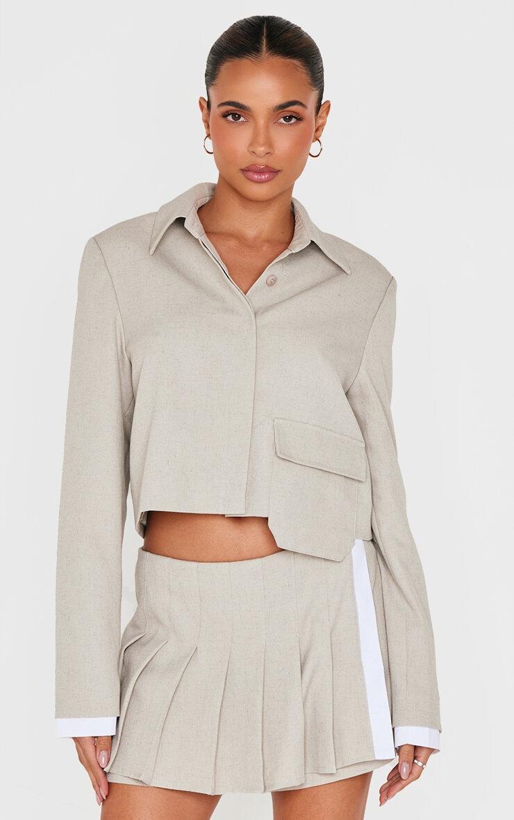 Stone Button Up Tailored Cropped Jacket product image