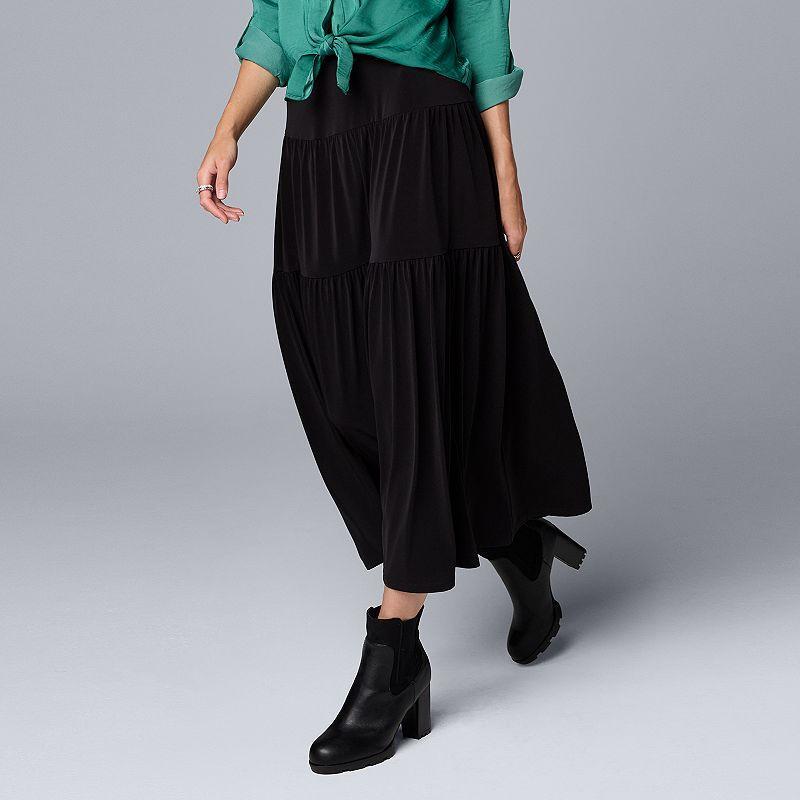 Womens Simply Vera Vera Wang Tiered Knit Maxi Skirt Product Image