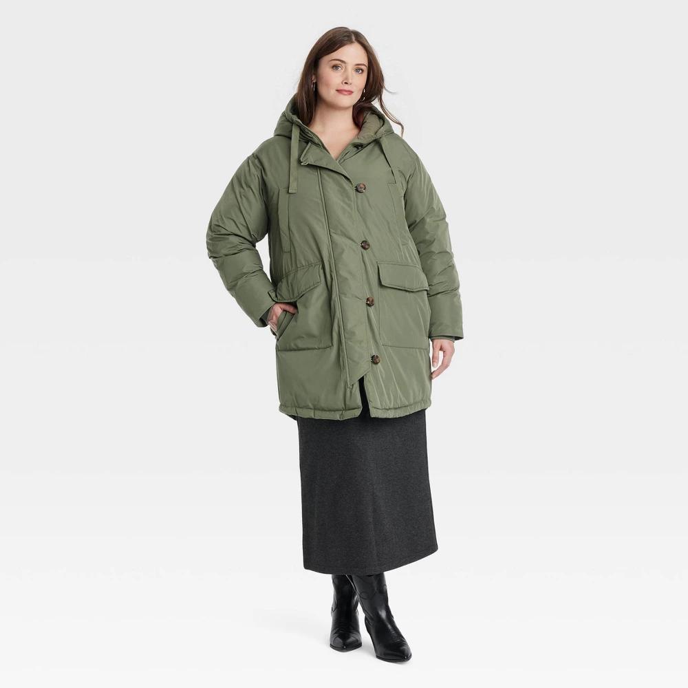 Womens Long Parka Jacket - Universal Thread Olive 2X Product Image