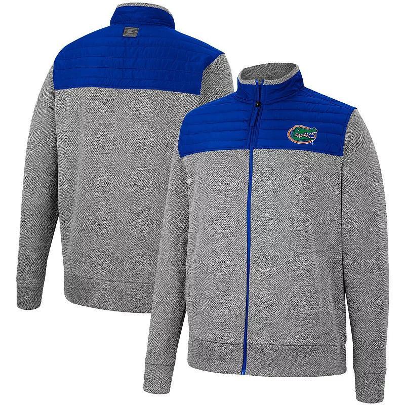 Mens Colosseum Charcoal/Green Oregon Ducks Putter Herringbone Full-Zip Jacket Product Image