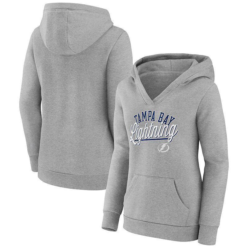 Womens Fanatics Gray Tampa Bay Lightning Simplicity Crossover V-Neck Pullover Hoodie Product Image