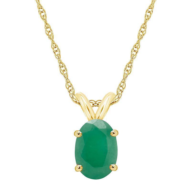 Celebration Gems 14k Gold Oval Emerald Pendant Necklace, Womens 14k Whgold Product Image