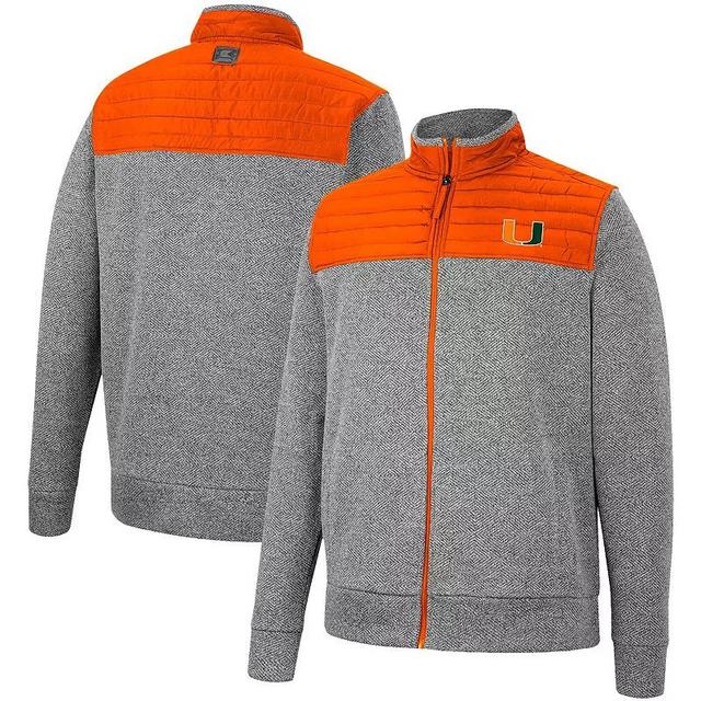 Mens Colosseum Charcoal/Orange Miami Hurricanes Putter Herringbone Full-Zip Jacket Product Image